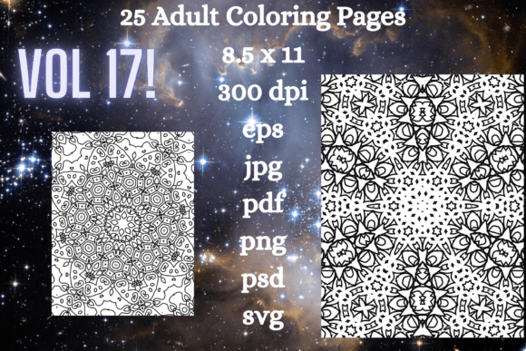 25 Adult Coloring Pages Vol 17: A Craft-Ready Graphic Design Asset