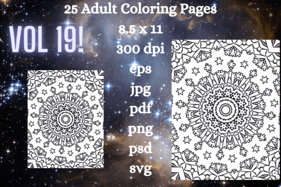 25 Adult Coloring Pages Vol 19: A Versatile Graphics Asset for Modern Branding
