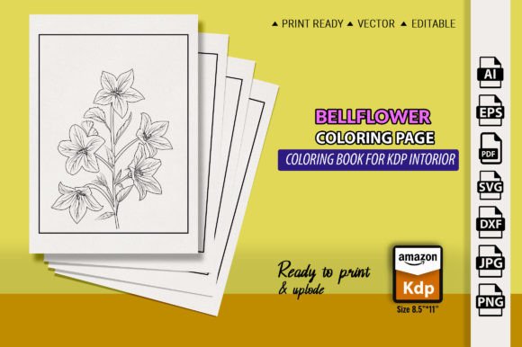 A Bellflower Sketch for Modern Graphic Design and Coloring Pages