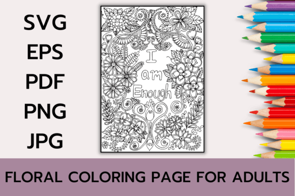 A Practical Crafter's Review: Self Love Affirmation Floral Coloring Graphics