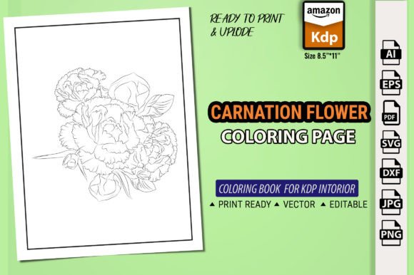 Carnation Flower Coloring Pages for Crafters & Graphic Projects