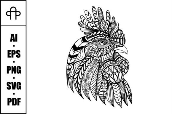 Crafting with a Detailed Rooster Head Zentangle Graphic