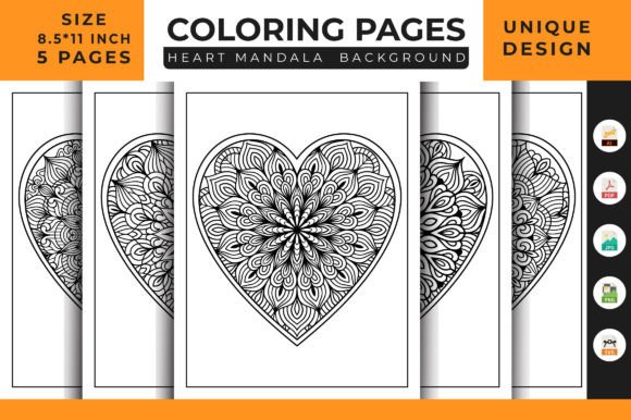 Heart Floral Mandala Graphics for Branding and Coloring Pages