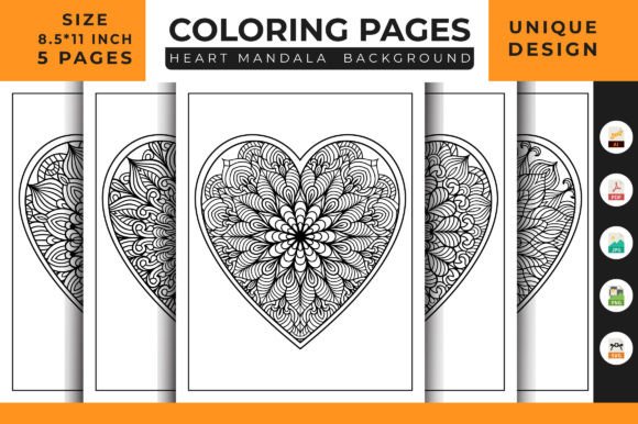 Heart Floral Mandala Graphics for Coloring Pages and Creative Products