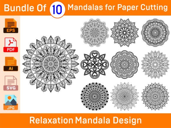 Mandala Graphics for Relaxing Coloring Pages & Craft Projects