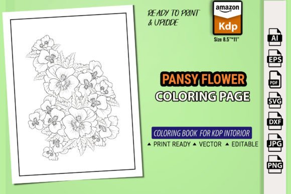 Printable Pansy Flower Coloring Page: A Graphic Asset for Editorial & Digital Publishing