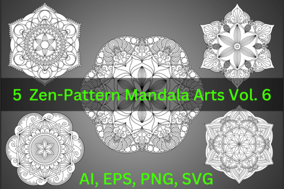Zentangle Mandala Graphics for Crafting & Coloring Pages