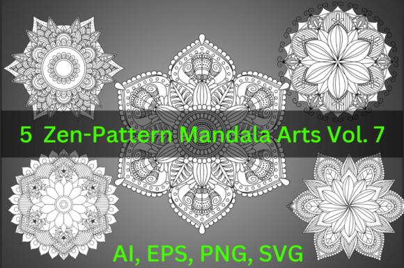 Zentangle-Pattern Mandala Vol. 7: A Design Asset for Graphics & Coloring
